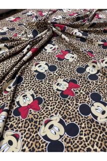 Mickey Mouse ve Minnie Mouse Karakterli İki İplik Kumaş